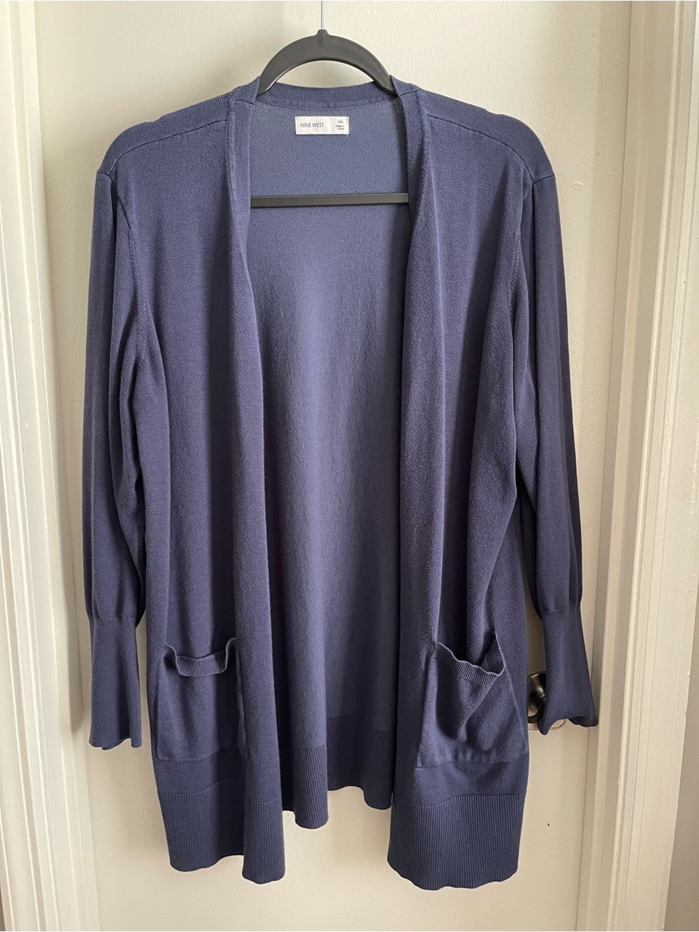 Nine West Navy Open-Front Women's Cardigan Sweater with Pockets